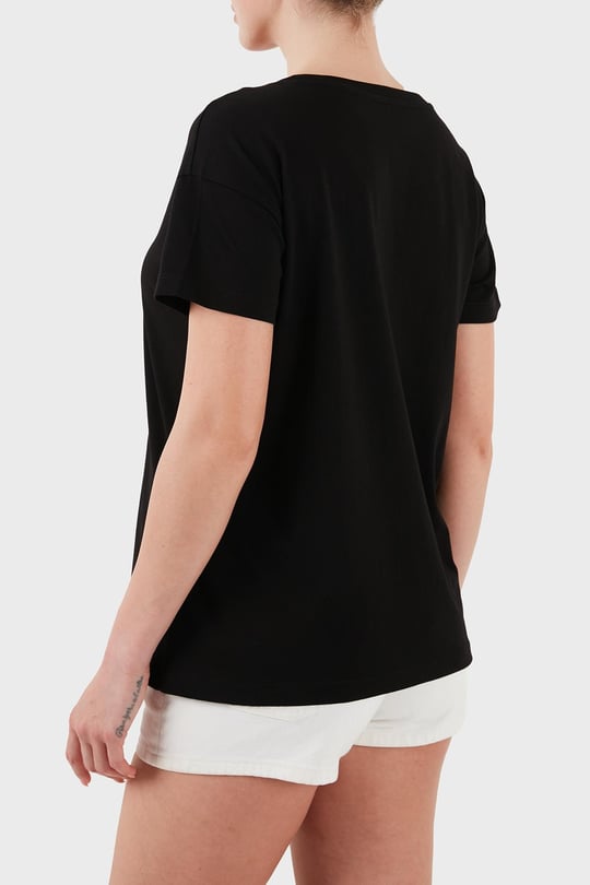 ARMANI EXCHANGE Armani Exchange Kadın Normal Kalıp Yuvarlak Yakalı %100 Pamuklu Kısa Kollu Siyah T-Shirt XW000534 AF10359-UC001