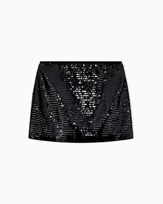 Armani Exchange Armani Exchange Kadın Parlak Pullu Dar Kalıp Mini Siyah Etek XW001298 AF16157-MC117