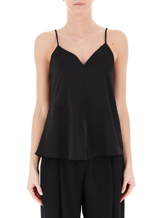 ARMANI EXCHANGE Armani Exchange Kadın Mat Saten Kumaş Genişleyen Alt Kısım İnce Omuz Askılı Siyah Atlet XW000154 AF10840-UC001