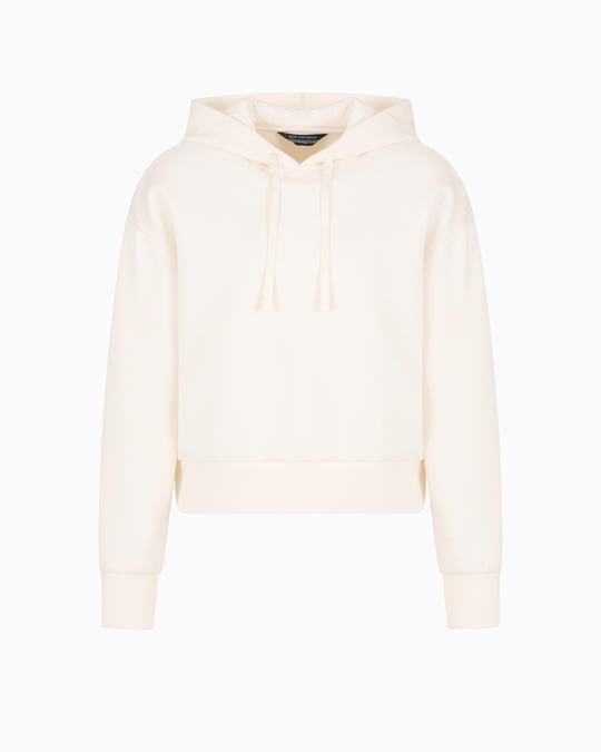 ARMANI EXCHANGE Armani Exchange Kadın Normal Kalıp Kapüşonlu Yaka Beli Lastikli Uzun Kollu Krem Sweatshirt XW000505 AF12819-U1003