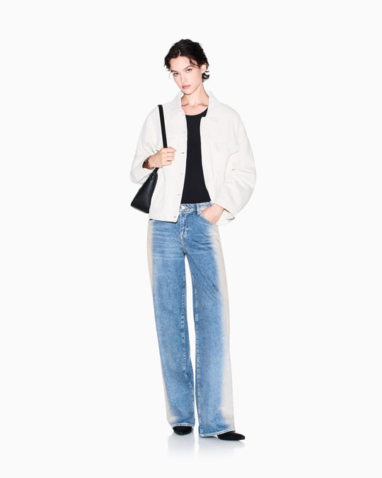 Armani Exchange Armani Exchange Kadın Rahat Kesim Cep Detaylı Pamuklu Denim Ekru Ceket XW001061 AF14494-U1051