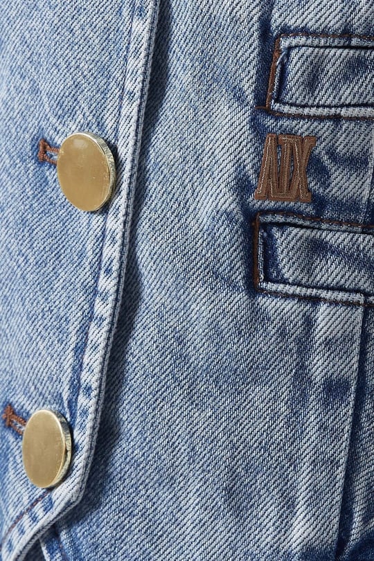 Armani Exchange Armani Exchange Kadın Denim Kumaş Düğme Kapama Gold Düğme Kapama Mavi Mont XW002263 AF21338-MB001