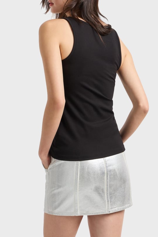 ARMANI EXCHANGE Armani Exchange Kadın Yuvarlak Yaka Kolsuz Dar Kesim Düz Siyah Bluz XW000090 AF10805-UC001