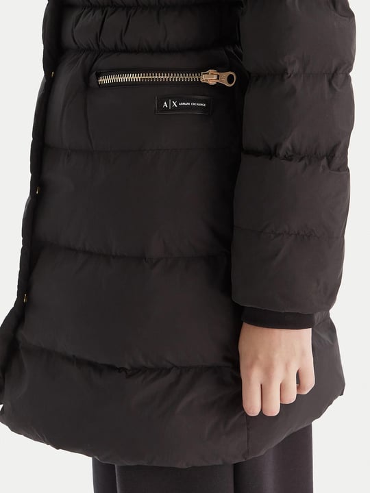 Armani Exchange Armani Exchange Kadın Elastik Manşetler Uzun Kol Kapüşon Yaka Cepli Siyah Kaban XW000652 AF15984-UC001