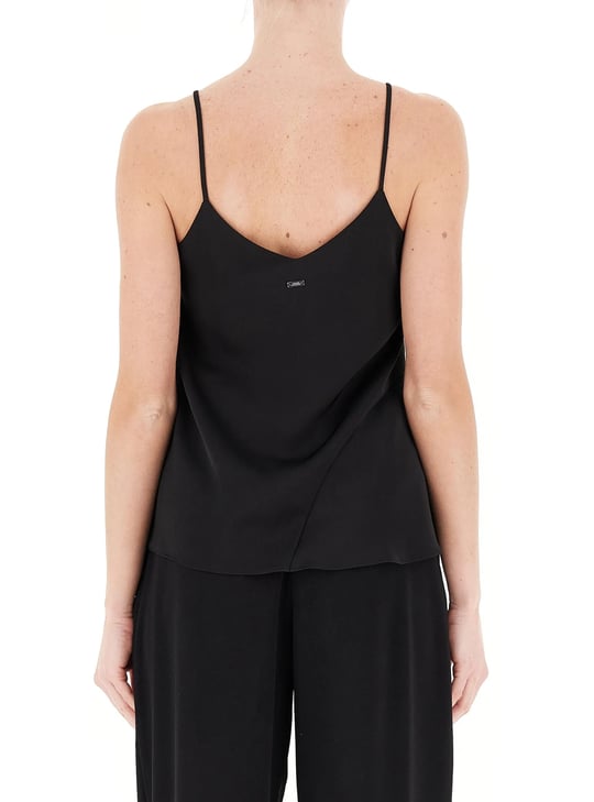 ARMANI EXCHANGE Armani Exchange Kadın Mat Saten Kumaş Genişleyen Alt Kısım İnce Omuz Askılı Siyah Atlet XW000154 AF10840-UC001
