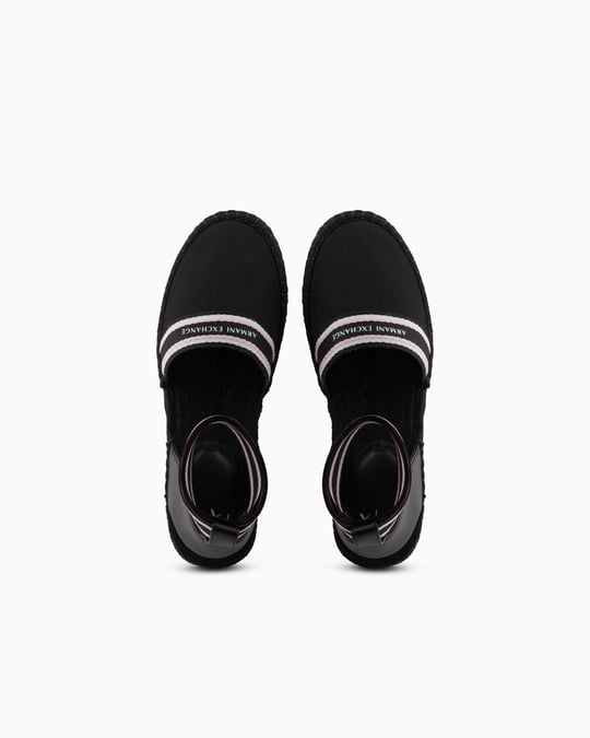 ARMANI EXCHANGE Armani Exchange Unısex Kontrsat Detaylı Bilek Bantlı Hasır Detaylı Taban Siyah Espadril XDS006 XV923-00002
