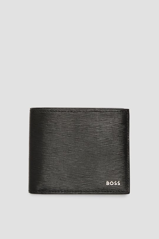 BOSS  BOSS Erkek %100 Dokulu Deri Dış Yüzey Ana Para Bölmeli Metalik Logolu Siyah Kartlık 50548824-001