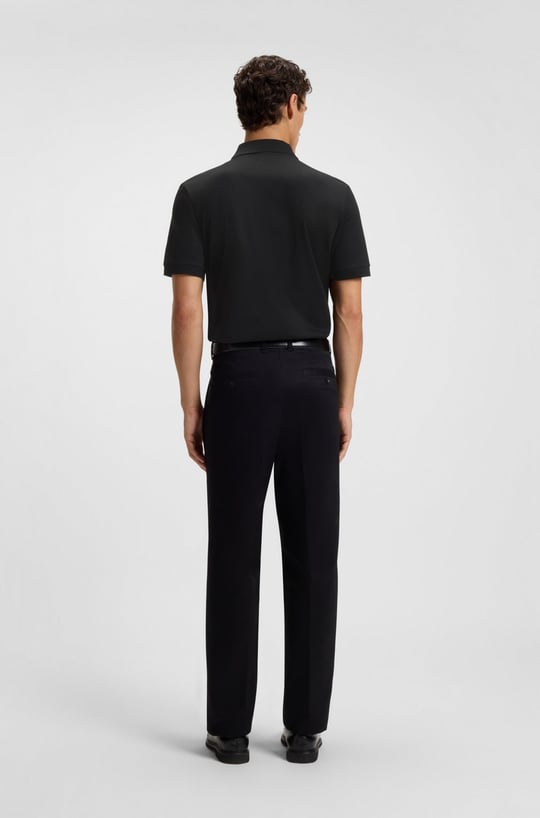 BOSS  BOSS Erkek %100 Merserize Pamuklu Normal Kalıp Kısa Kollu Yarım Fermuarlı Siyah Polo Yaka T-Shirt 50543880-001