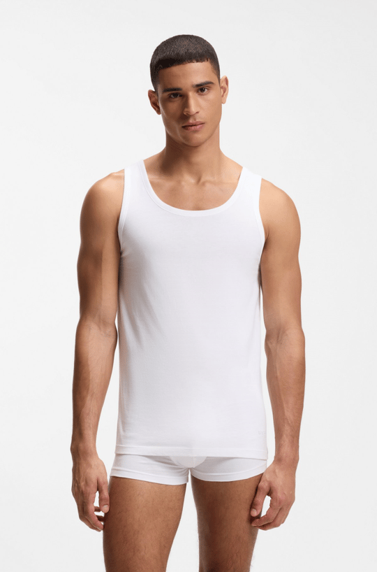 BOSS  BOSS Erkek %100 Pamuk Kalın Askı Slim Fit Beyaz Atlet 50475278-100