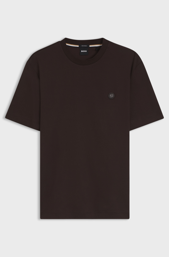 BOSS  BOSS Erkek %100 Pamuklu Yuvarlak Yakalı Kısa Kollu Kahverengi T-Shirt 50555844-207
