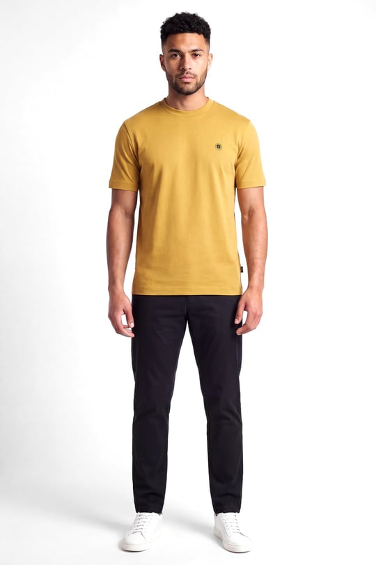 BOSS  BOSS Erkek %100 Pamuklu Yuvarlak Yakalı Kısa Kollu Sarı T-Shirt 50555844-714