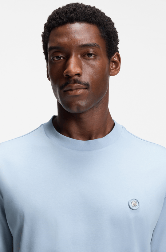 BOSS  BOSS Erkek %100 Pamuklu Yuvarlak Yakalı Kısa Kollu Mavi T-Shirt 50555844-450