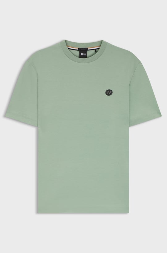 BOSS  BOSS Erkek %100 Pamuklu Yuvarlak Yakalı Kısa Kollu Açık Yeşil T-Shirt 50555844-373