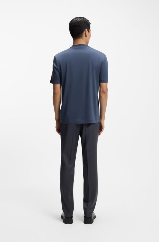 BOSS  BOSS Erkek %100 Pamuklu Yuvarlak Yakalı Kısa Kollu Mavi T-Shirt 50555844-468