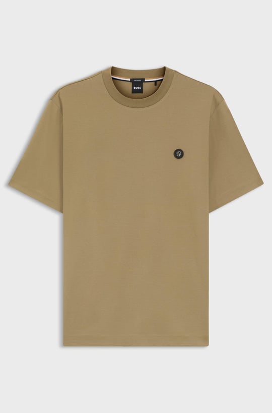 BOSS  BOSS Erkek %100 Pamuklu Yuvarlak Yakalı Kısa Kollu Bej T-Shirt 50555844-252