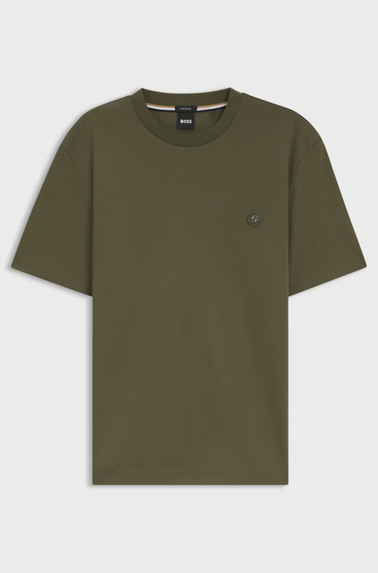 BOSS  BOSS Erkek %100 Pamuklu Yuvarlak Yakalı Kısa Kollu Koyu Yeşil T-Shirt 50555844-347