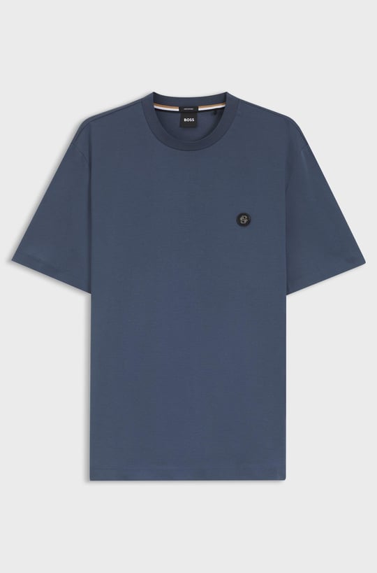 BOSS  BOSS Erkek %100 Pamuklu Yuvarlak Yakalı Kısa Kollu Mavi T-Shirt 50555844-468