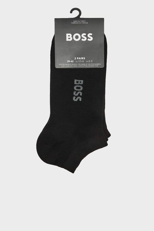 BOSS  BOSS Erkek 2'li Paket Düşük Bilekli Bambu Karışımlı Siyah Çorap 50538188-001