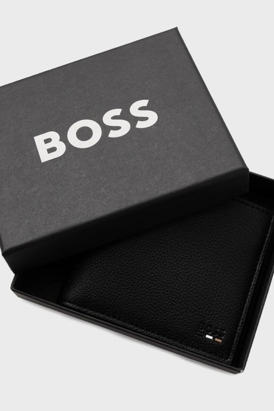 BOSS BOSS Erkek Ana Para Bölmeli Logo Desenli Deri Siyah Cüzdan 50536479-001