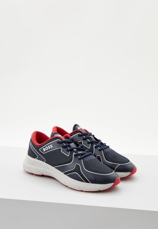 BOSS BOSS Erkek Bağcıklı Marka Logolu Spor Stil Lacivert Sneaker 50498933-406