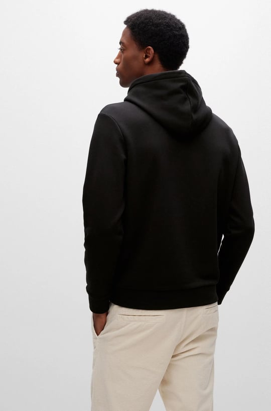 BOSS BOSS Erkek Baskılı Regular Fit Kapşonlu Siyah-Beyaz Sweatshirt 50477519-002