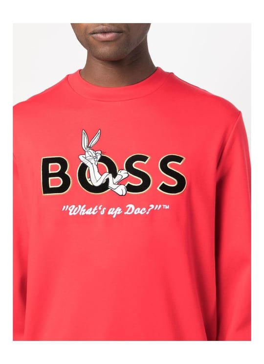 BOSS BOSS Erkek Baskılı Regular Fit Pamuklu Kırmızı Sweatshirt 50486310-623