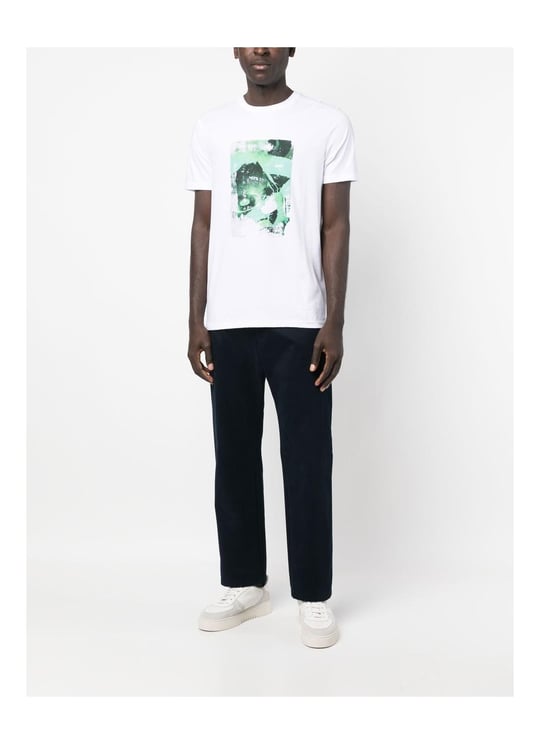 BOSS BOSS Erkek Baskılı Regular Fit Pamuklu Beyaz T-Shirt 50485165-100