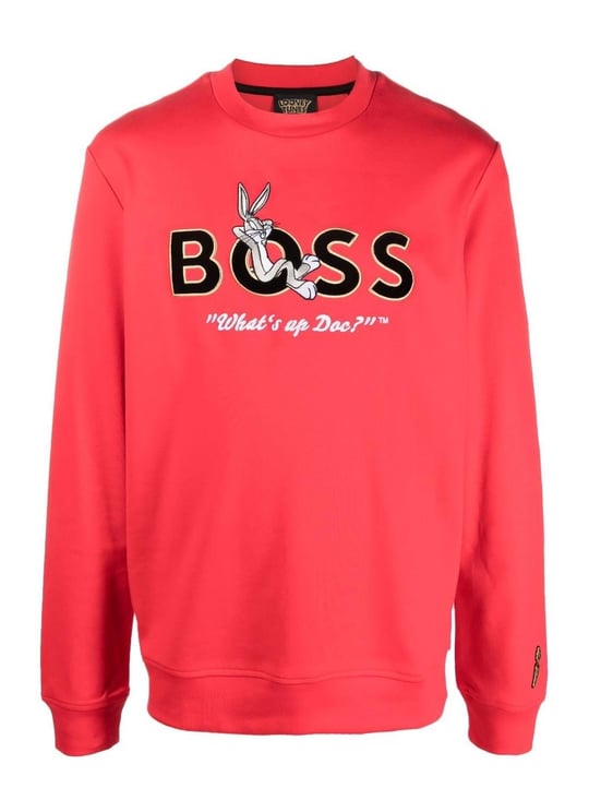 BOSS BOSS Erkek Baskılı Regular Fit Pamuklu Kırmızı Sweatshirt 50486310-623