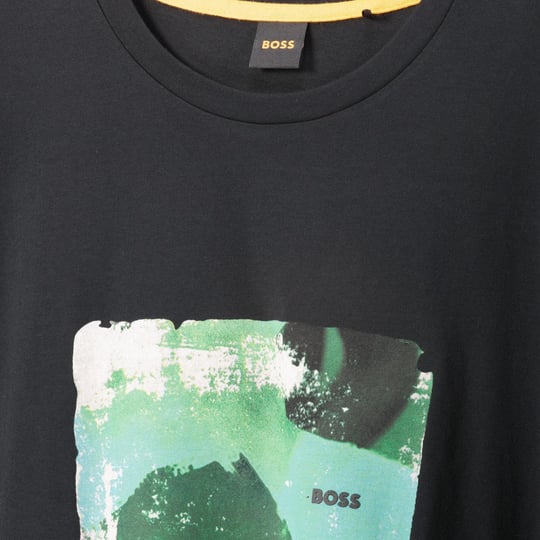 BOSS BOSS Erkek Baskılı Regular Fit Pamuklu Siyah T-Shirt 50485165-001