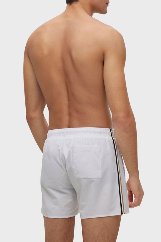 BOSS BOSS Erkek Beli Bağlamalı Cepli Astarlı Kısa Boy Beyaz Mayo 50491594-100
