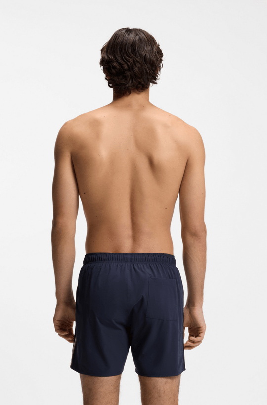 BOSS  BOSS Erkek Beli Bağlamalı Cepli Astarlı Kısa Boy Lacivert Deniz Şortu 50491594-413