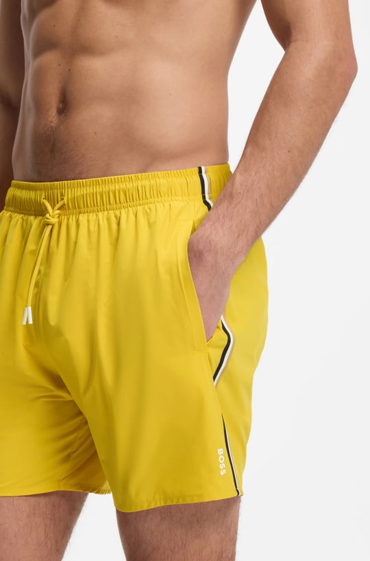 BOSS  BOSS Erkek Beli Bağlamalı Cepli Astarlı Kısa Boy Sarı Deniz Şortu 50491594-726