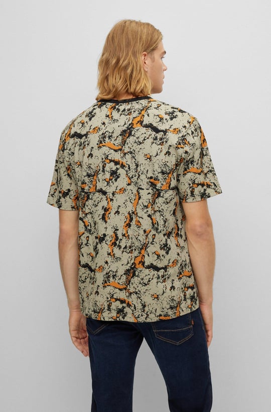 BOSS BOSS Erkek Bisiklet Yaka Baskılı Rahat Siyah T-Shirt 50476205-001