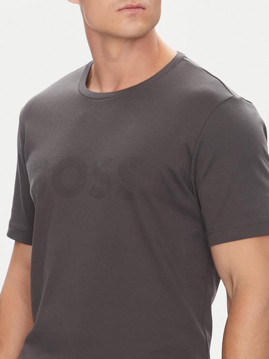 BOSS BOSS Erkek Bisiklet Yaka Dar Kesim Kısa Kol Pamuklu Gri T-Shirt 50543796-027