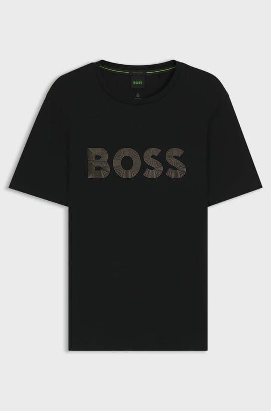 BOSS  BOSS Erkek Bisiklet Yaka Dar Kesim Kısa Kol Pamuklu Siyah T-Shirt 50543796-001