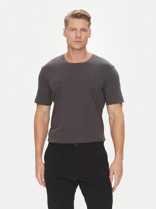 BOSS BOSS Erkek Bisiklet Yaka Dar Kesim Kısa Kol Pamuklu Gri T-Shirt 50543796-027