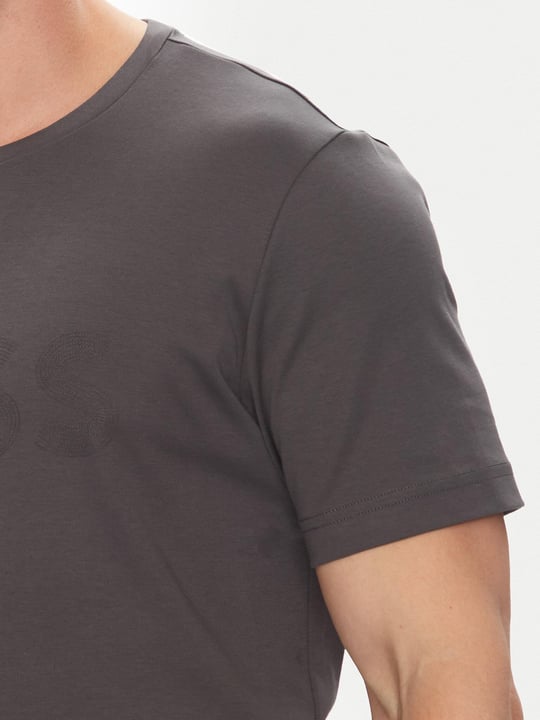 BOSS BOSS Erkek Bisiklet Yaka Dar Kesim Kısa Kol Pamuklu Gri T-Shirt 50543796-027