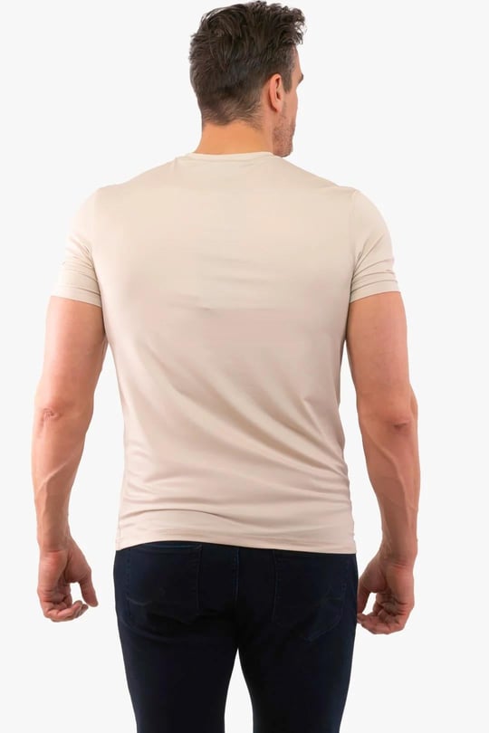 BOSS BOSS Erkek BOSS Yazılı Kısa Kollu Bisiklet Yaka Krem T-Shirt 50531244-284