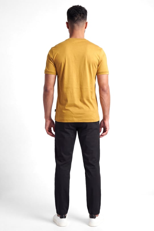 BOSS  BOSS Erkek Dar Kesim Yuvarlak Yakalı Pamuklu Kısa Kollu Sarı T-Shirt 50565570-714