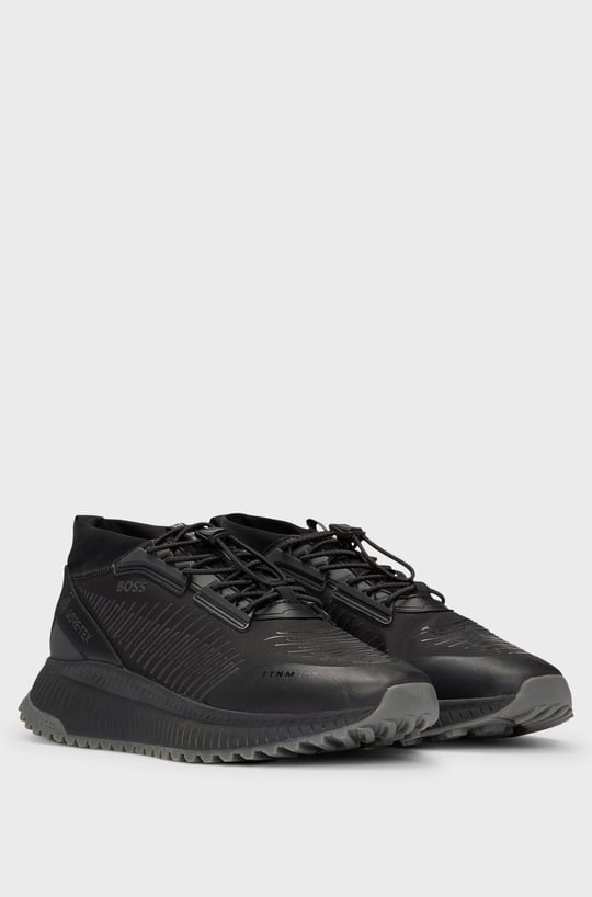 BOSS BOSS Erkek Deri Logolu Kalın Tabanlı Günlük Kullanım Siyah Sneaker 50529525-005