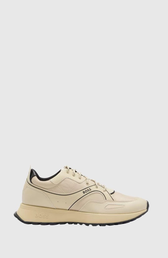 BOSS BOSS Erkek Deri Logolu Kalın Tabanlı Günlük Kullanım Bej Sneaker 50498913-271
