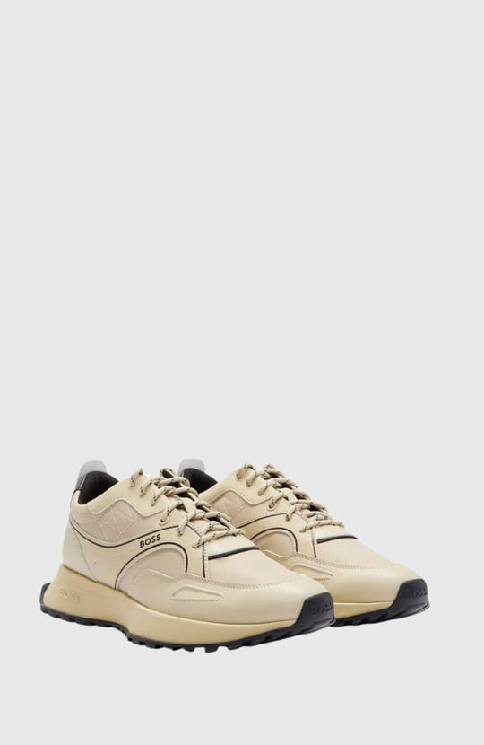 BOSS BOSS Erkek Deri Logolu Kalın Tabanlı Günlük Kullanım Bej Sneaker 50498913-271