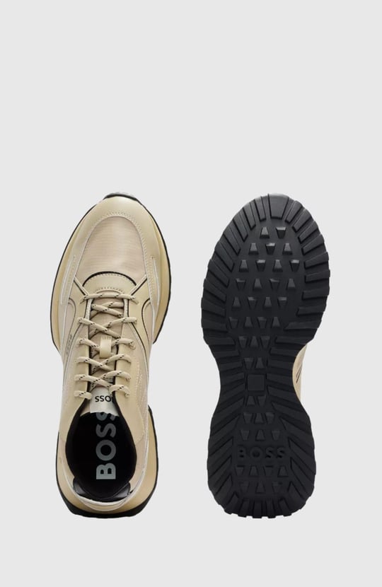 BOSS BOSS Erkek Deri Logolu Kalın Tabanlı Günlük Kullanım Bej Sneaker 50498913-271