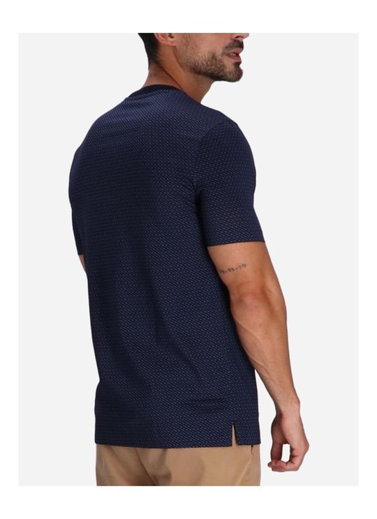 BOSS BOSS Erkek Desenli Bisiklet Yaka Kısa Kol Lacivert T-Shirt 50518883-404