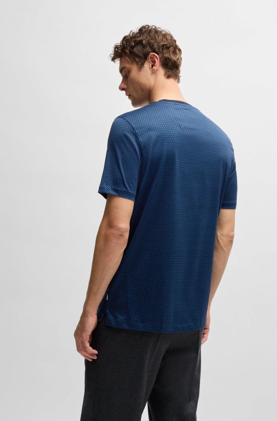 BOSS BOSS Erkek Desenli Bisiklet Yaka Kısa Kol Lacivert1 T-Shirt 50518883-405