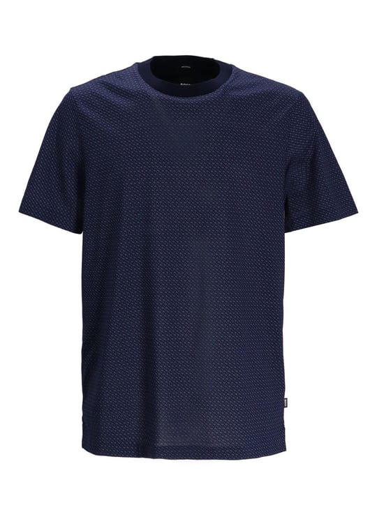 BOSS BOSS Erkek Desenli Bisiklet Yaka Kısa Kol Lacivert T-Shirt 50518883-404