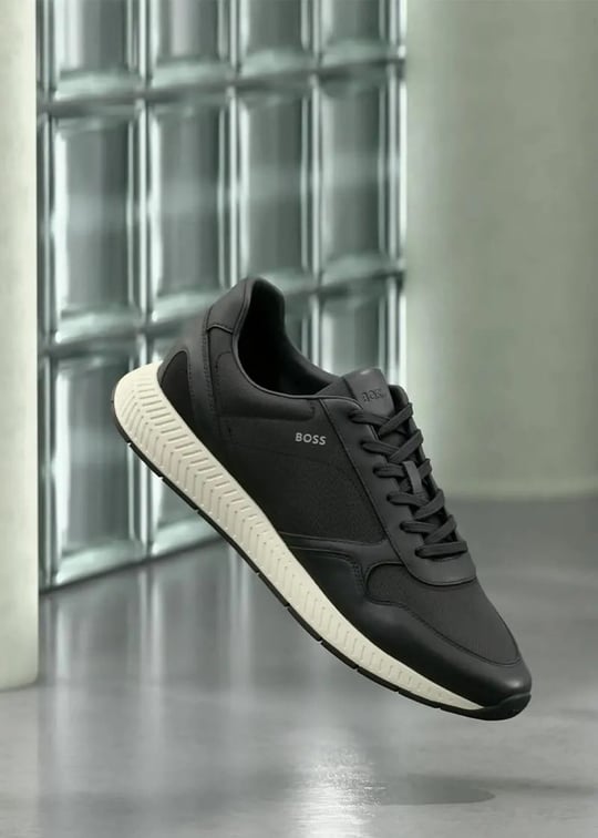 BOSS  BOSS Erkek Düşük Bilekli Ortopedik Tabanlı Logo İmzalı Siyah Sneaker 50568757-001