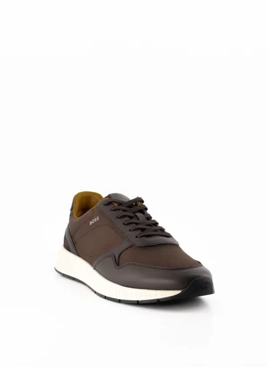 BOSS  BOSS Erkek Düşük Bilekli Ortopedik Tabanlı Logo İmzalı Kahverengi Sneaker 50568757-201