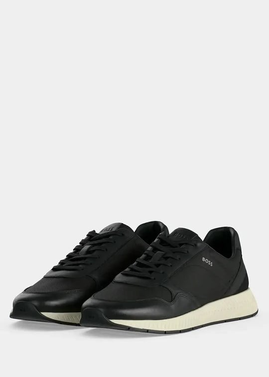 BOSS  BOSS Erkek Düşük Bilekli Ortopedik Tabanlı Logo İmzalı Siyah Sneaker 50568757-001