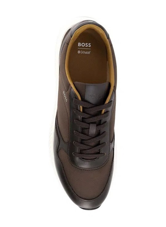 BOSS  BOSS Erkek Düşük Bilekli Ortopedik Tabanlı Logo İmzalı Kahverengi Sneaker 50568757-201
